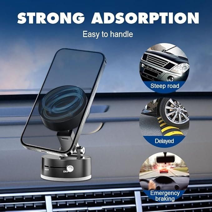 VaultGrip™ 360 | Magnetic Car Phone Holder with Suction Lock & Shockproof Base