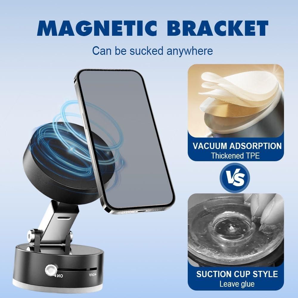 VaultGrip™ 360 | Magnetic Car Phone Holder with Suction Lock & Shockproof Base