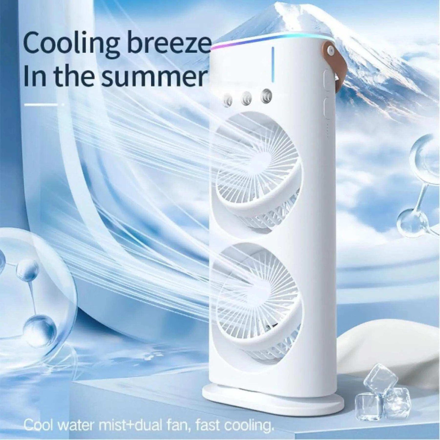 🌬️ Dual-Fan Mist Tower Cooler – Stay Chill Anywhere!