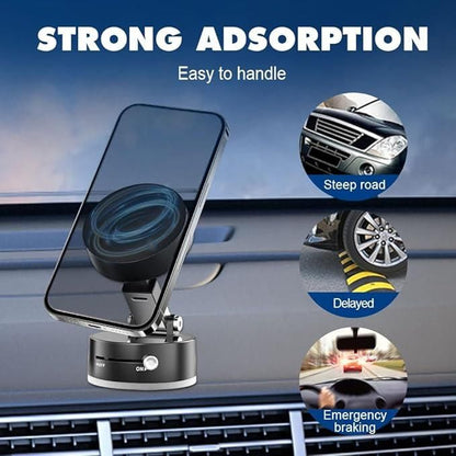 VaultGrip™ 360 | Magnetic Car Phone Holder with Suction Lock & Shockproof Base