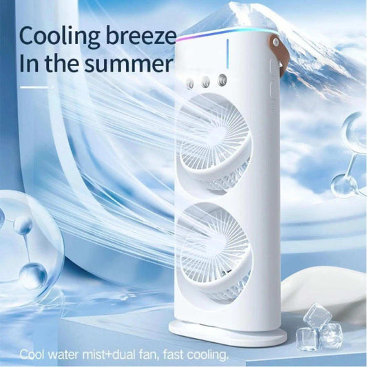 🌬️ Dual-Fan Mist Tower Cooler – Stay Chill Anywhere!